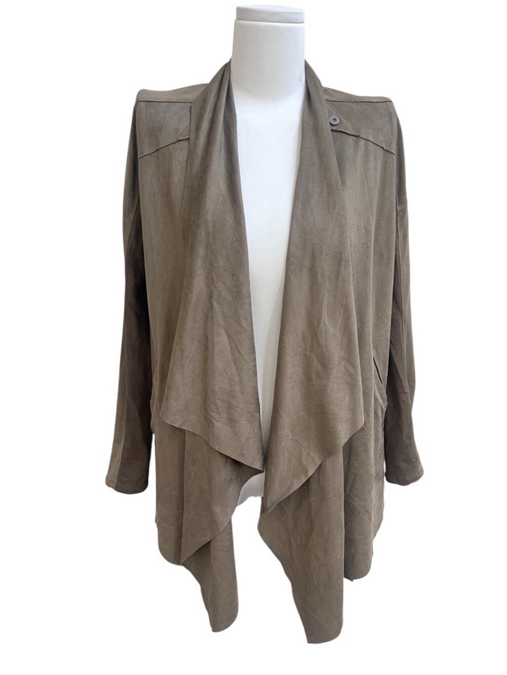 Blank NYC New Cloud Nine Drape Front Jacket Sz XS Olive Green Moto Faux Suede